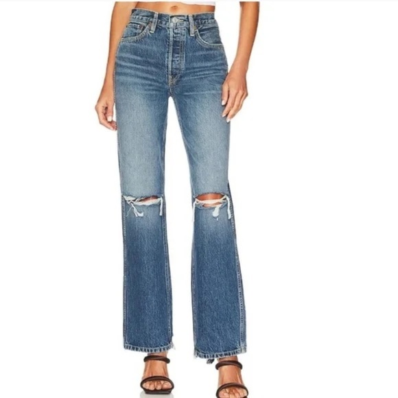 RE/DONE Originals 90's High Rise Loose in Destroyed Mar- Size 27 - Picture 1 of 8